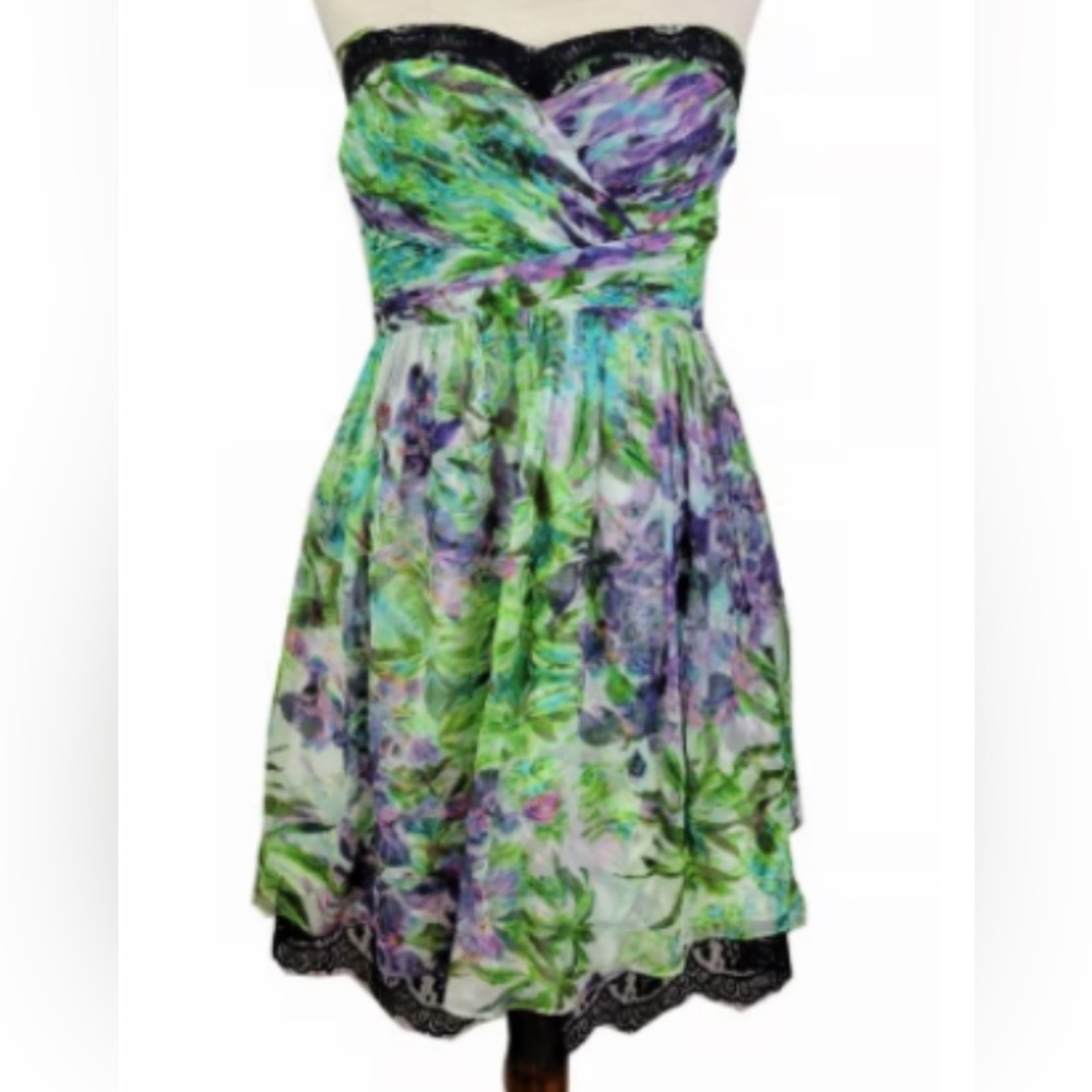 Aidan Mattox Printed Chiffon Cocktail Party  Dress Gown Cocktail Formal Size 8